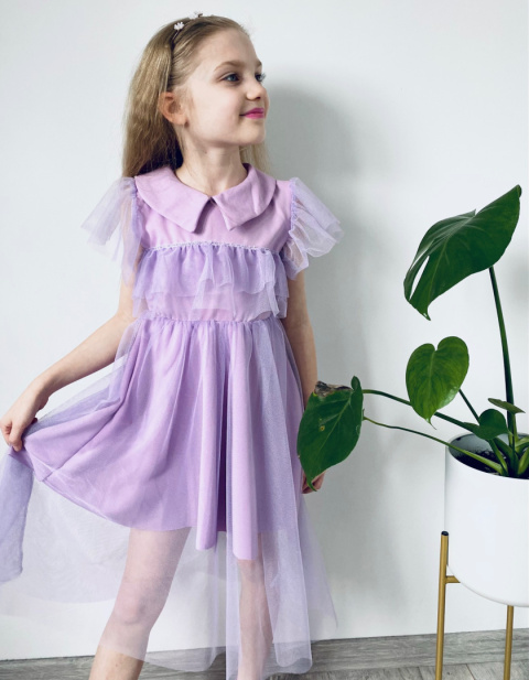Sukienka elegancka tiulowa KOMUNIA wesele fiolet Sukienka elegancka tiulowa KOMUNIA wesele fiolet
