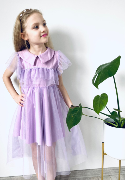 Sukienka elegancka tiulowa KOMUNIA wesele fiolet Sukienka elegancka tiulowa KOMUNIA wesele fiolet