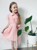 Sukienka elegancka tiulowa KOMUNIA wesele jasny róż