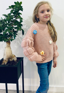 Sweter dziewczęca FLOWERS kolor puder