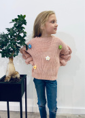 Sweter dziewczęca FLOWERS kolor puder