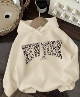 Bluza z kapturem oversize New York beż