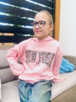 Bluza z kapturem oversize New York róż