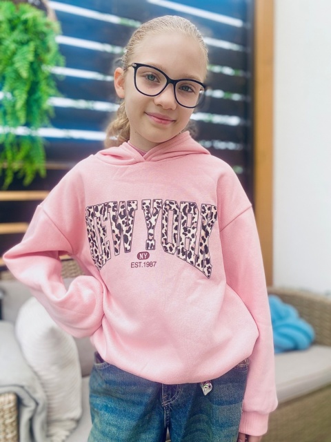 Bluza z kapturem oversize New York róż Bluza z kapturem oversize New York róż