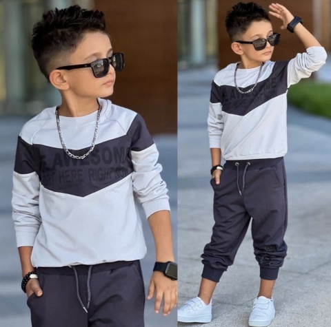 Dres chłopięcy BAM BAM 2 elementy popiel Dres chłopięcy BAM BAM 2 elementy popiel