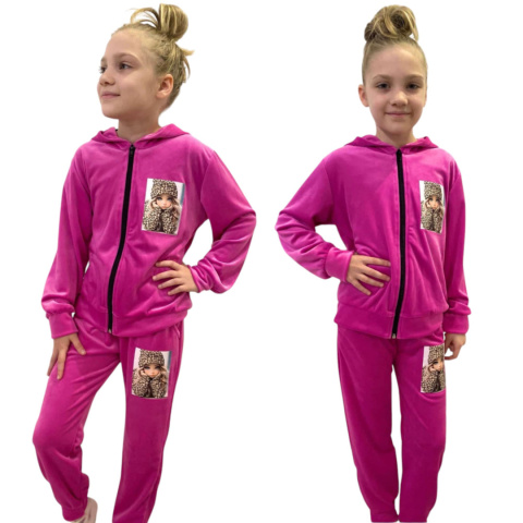 Dres welurowy GLAMOUR LALECZKA amarant Dres welurowy GLAMOUR LALECZKA amarant