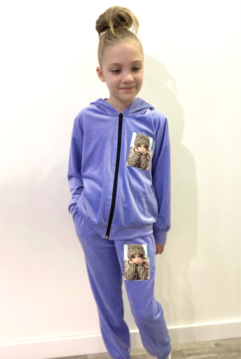 Dres welurowy GLAMOUR LALECZKA fiolet Dres welurowy GLAMOUR LALECZKA fiolet