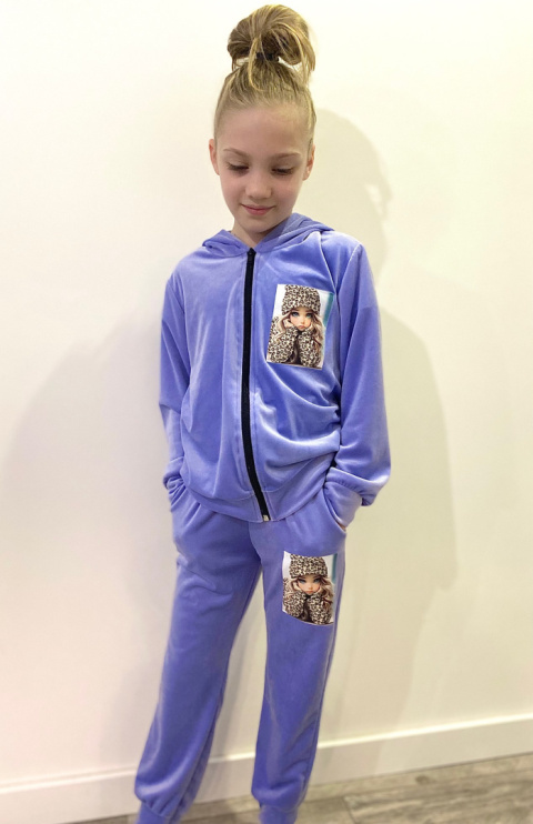 Dres welurowy GLAMOUR LALECZKA fiolet Dres welurowy GLAMOUR LALECZKA fiolet
