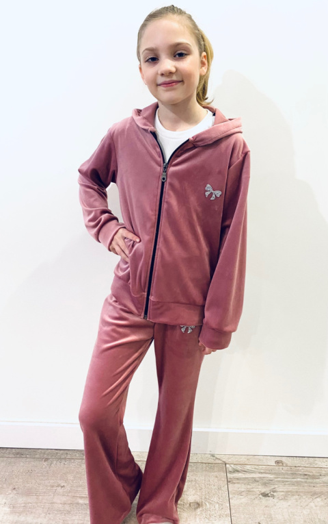 Dres welurowy dzwony i bluza KOKARDKA- puder Dres welurowy dzwony i bluza KOKARDKA- puder