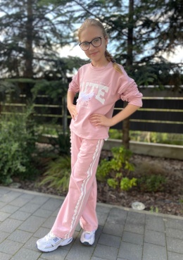 Komplet dresowy CUTE koronka-różowy