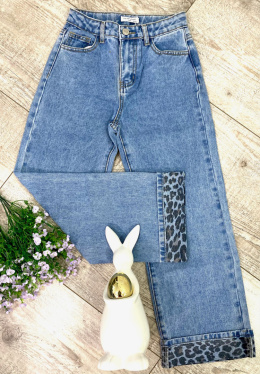 Spodnie jeans SZEROKIE przewinięcie pantera