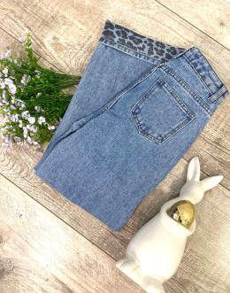 Spodnie jeans SZEROKIE przewinięcie pantera