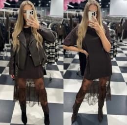 Sukienka oversize z koronkową spódnicą