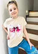 T-shirt KOKARDKA cekiny beż