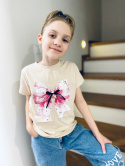 T-shirt KOKARDKA cekiny beż