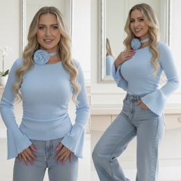 Bluzka dzianinowa damska RÓŻA/ kolor baby blue