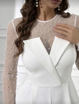 Damski kombinezon wizytowy biel tiul