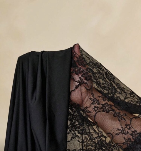 Długa DAMSKA suknia wieczorowa CZARNA koronka ŚWIĄTECZNA