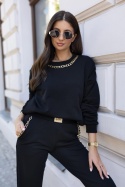 Dres czarny Luxury by Sisi z łańcuchem