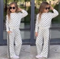Dres dziewczęcy POLKA DOT kropki ecru/czerń