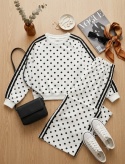 Dres dziewczęcy POLKA DOT kropki ecru/czerń