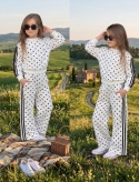 Dres dziewczęcy POLKA DOT kropki ecru/czerń