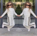 Dres dziewczęcy POLKA DOT kropki ecru/czerń