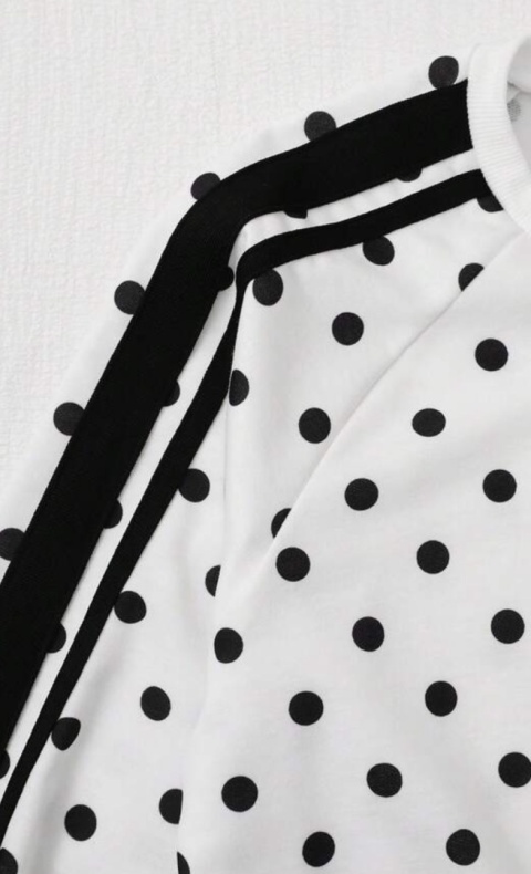Dres dziewczęcy POLKA DOT kropki ecru/czerń