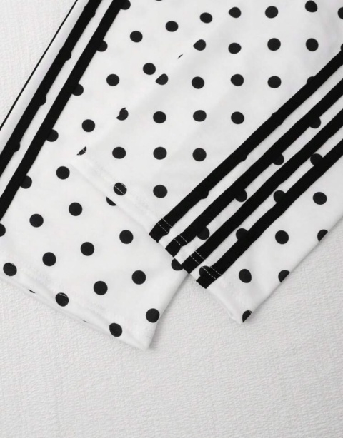 Dres dziewczęcy POLKA DOT kropki ecru/czerń