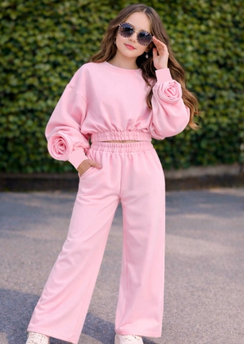 Dres wiosenny dziewczęcy RÓŻA- produkt polski, KOLOR RÓŻ