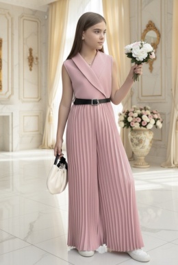 Wizytowy kombinezon DZIEWCZĘCY plisowany KOMUNIA WESELE