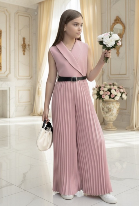 Wizytowy kombinezon DZIEWCZĘCY plisowany KOMUNIA WESELE