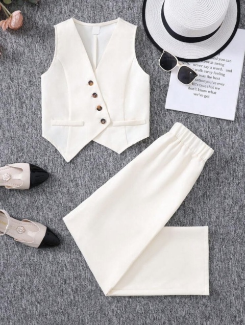 Elegancki zestaw dla dziewczynki KOMUNIA Kamizelka spodnie