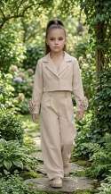 GARNITUR dziewczęcy wizytowy beżowy Komunia Wesele