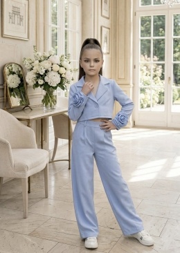 GARNITUR dziewczęcy wizytowy błękit Komunia Wesele