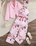 Kombinezon i marynarka dziecięca róż kwiaty