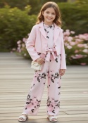 Kombinezon i marynarka dziecięca róż kwiaty