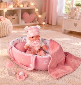 Laleczka REBORN Mini z nosidełkiem i akcesoriami