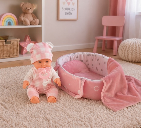 Laleczka REBORN Mini z nosidełkiem i akcesoriami