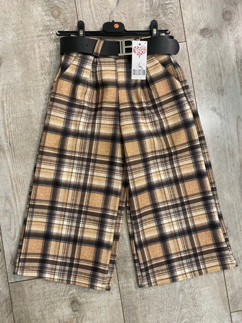 Spodnie wizytowe SZEROKIE dla dziewczynki KRATA z paskiem DZIĘWCZĘCE eleganckie Spodnie wizytowe SZEROKIE dla dziewczynki KRATA z paskiem DZIĘWCZĘCE eleganckie