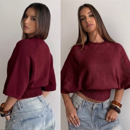 Sweter damski nietoperz uniwersalny/burgund