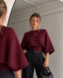 Sweter damski nietoperz uniwersalny/burgund