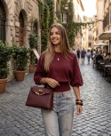 Sweter damski nietoperz uniwersalny/burgund
