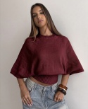 Sweter damski nietoperz uniwersalny/burgund