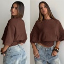 Sweter damski nietoperz uniwersalny/czekoladowy brąz