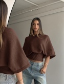 Sweter damski nietoperz uniwersalny/czekoladowy brąz