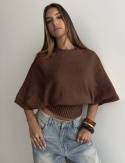 Sweter damski nietoperz uniwersalny/czekoladowy brąz