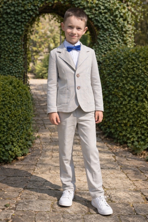 Wizytowy GARNITUR CHŁOPIĘCY beżowy szkolny komunia wesele