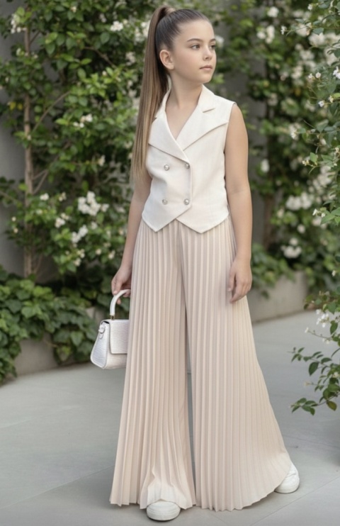 Wizytowy komplet dwuczęściowy DZIEWCZĘCY plisowany KOMUNIA