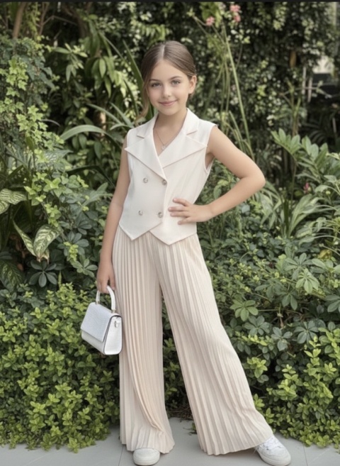 Wizytowy komplet dwuczęściowy DZIEWCZĘCY plisowany KOMUNIA